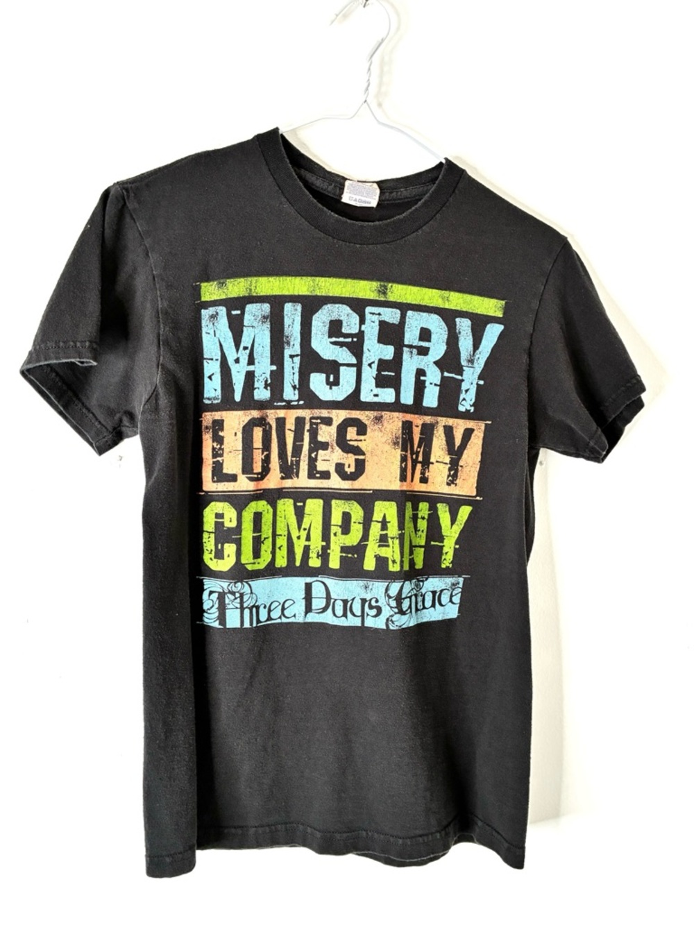 Three Days Grace Misery Loves My Company Graphic Tee Black Faded Band Shirt